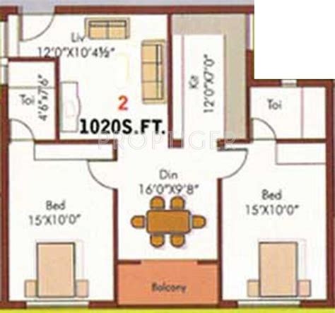1020 Sq Ft 2 Bhk Floor Plan Image Rajparis Civil Padmam Available For