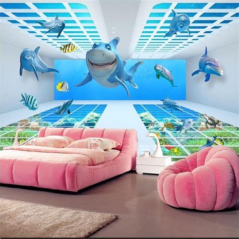 Custom Photo Wallpaper 3d Dolphins 3d Wallpaper Mural Sofa Tv Wall