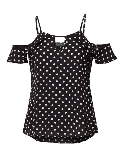 Look Summer Ready In This Polka Dot Print Off Shoulder Blouse Top Made