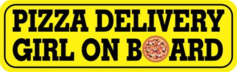 Stickertalk Pizza Delivery Girl On Board Vinyl Sticker 10 Inches X 3 Inches