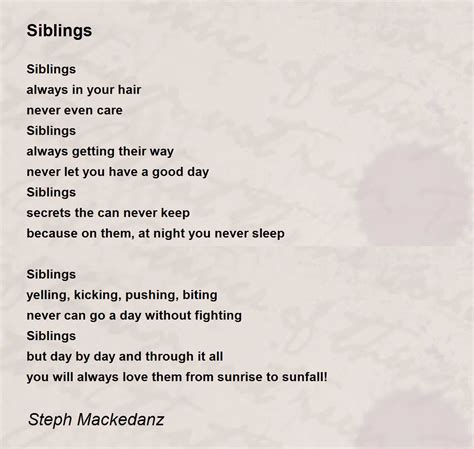 Siblings Siblings Poem By Steph Mackedanz