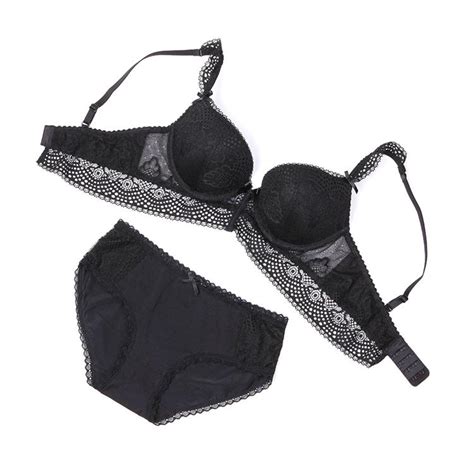 2021 Black Bra Set Push Up Brassiere Thick Cotton Underwear Set Sexy Bra And Panty Set Lace