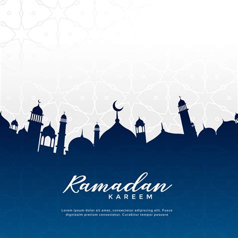 Ramadan Kareem Greeting Design With Mosque Silhouette Download Free