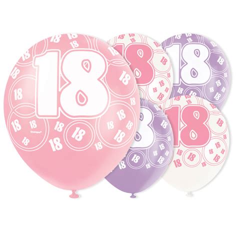 Pink Glitz 18th Birthday Biodegradable Latex Balloons 12 Inches