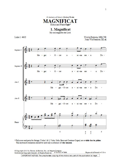 Magnificat In A Sheet Music Joan Whittemore Ssa Choir
