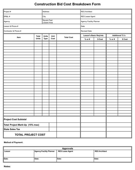 Blank Free Printable Bid Proposal Forms Printable Forms Free Online