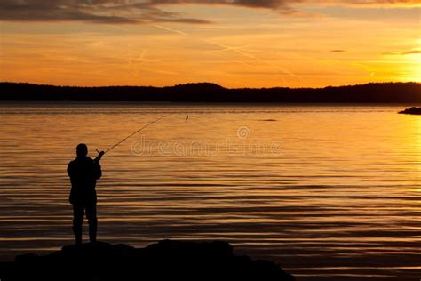 A Fisherman In Sunset Stock Photo Image Of Recreation 22098018