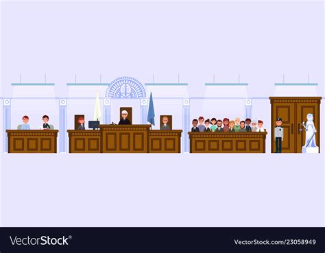 Judge And Jury Sitting In Courtroom Royalty Free Vector