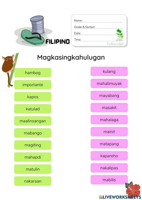 Magkasalungat Worksheet Hunterswoodsph Filipino Interactive Worksheet