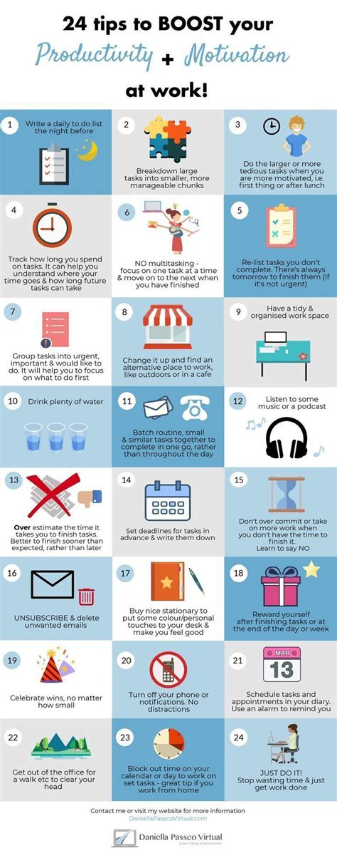 24 Productivity And Motivation Tips Infographic Motivation