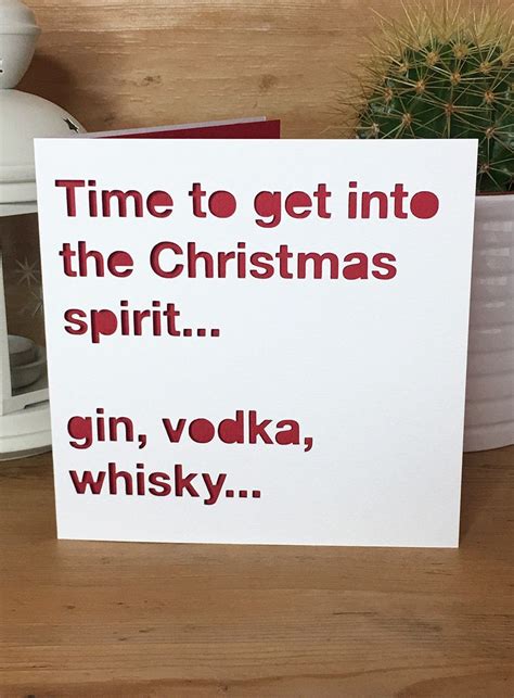 Christmas Card Drink Spirit Quote Alcohol Funny Christmas Xmas Card