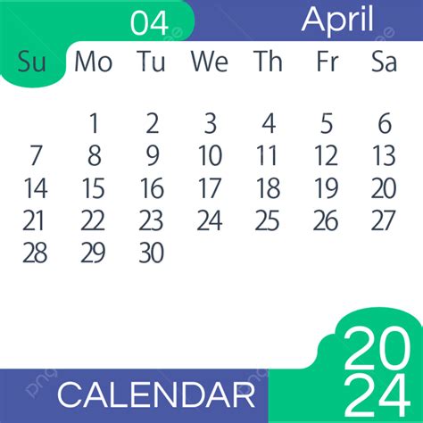 Gambar Kalender Bulan 2024 April Biru Sederhana Dua Ribu Dua Puluh