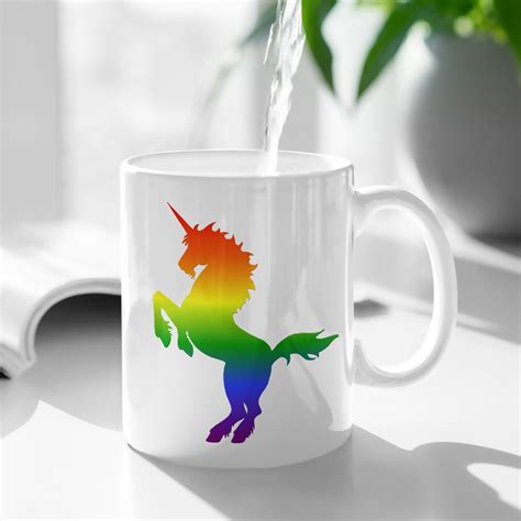 Colorful Rainbow Unicorn Mugs Fun Rainbow Unicorn Coffee Etsy
