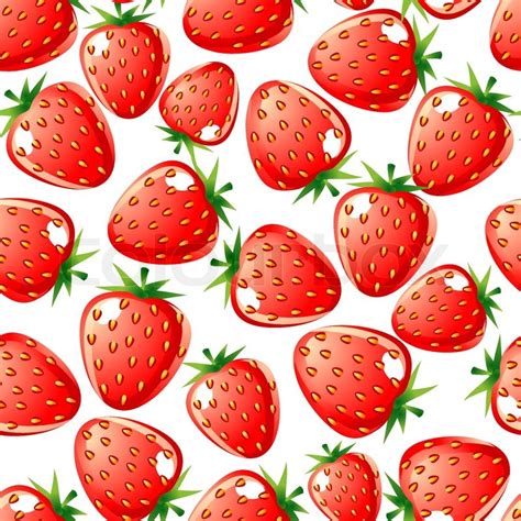 Ripe Red Strawberry Seamless Stock Vector Colourbox