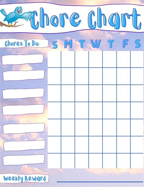 Bird Chore Chart Kids Reward Chart Behavioral Chart Etsy