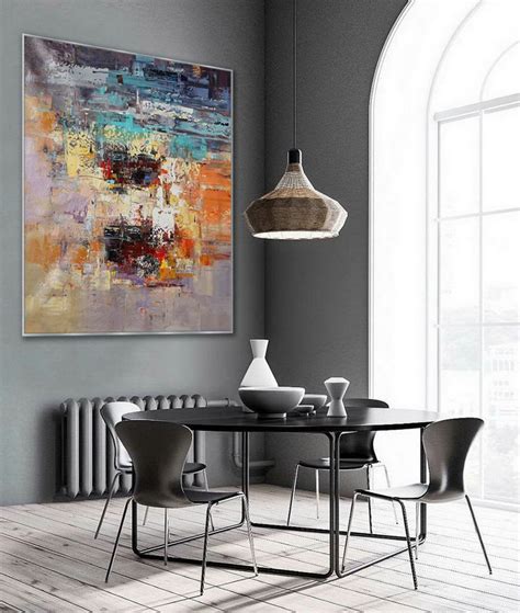 Colorful Large Abstract Wall Art Hand Painted Bright Color Palette