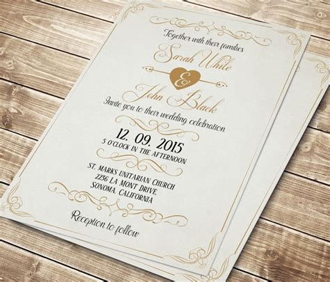 printable wedding invitation calligraphic wedding invite