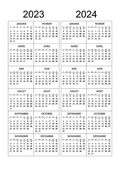 Calendrier annuel 2023-2024 – calendrier.su