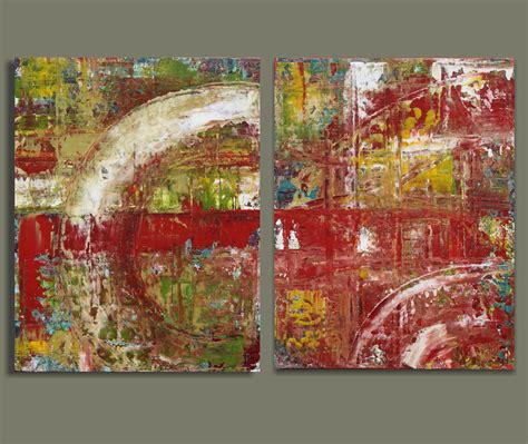 Sage Mountain Studio Distressed Abstract Painting Diptych