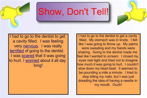 Show Dont Tell Comparison Beth Newingham Writing Lessons