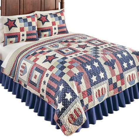 King Size Americana Bedding Stars 3 Pc Quilt Set Red White And Blue