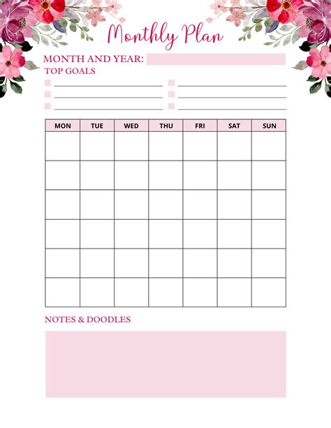 Floral Monthly Planner Printable Free Downloadable Pdf Artofit