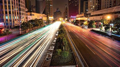 Busy Road In Shanghai At Night Wallpaper City