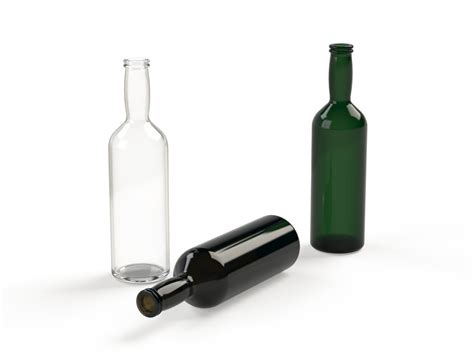 3d Rendering Empty Glass Bottles Of Green Brown And Clear Bottles 26678557 Png