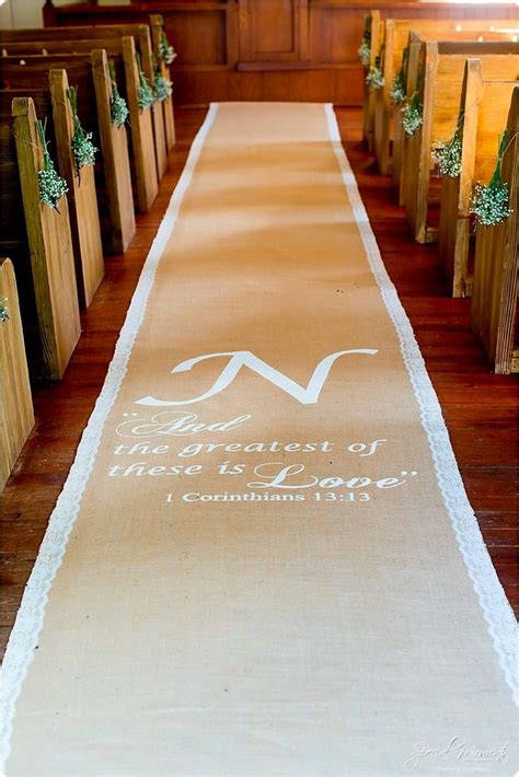 Scripture With Lace Border Burlap Aisle Runner Charming Runner By I