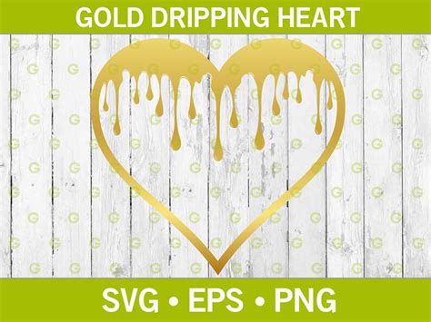 Dripping Svg Gold Drip Heart Svg Design Cut File For Etsy