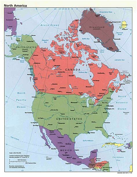 Large Detailed Political Map Of North America With Capitals And Major Cities North