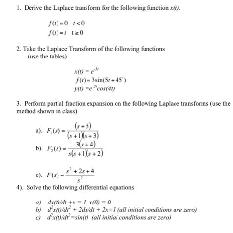 Solved 1 Derive The Laplace Transform For The Following