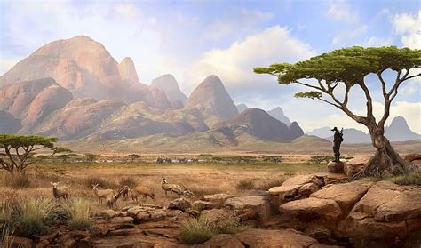 Hd Wallpaper Mountains Traveler Solomon Kane Africa Landscape