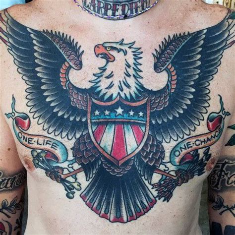 Bald Eagle Traditional Tattoo Designs For Gentlemen On Chest Eagle