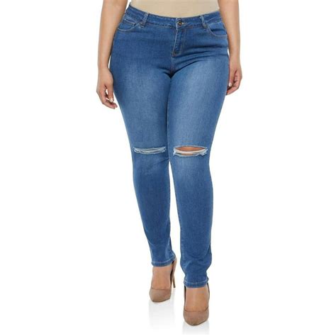 Izod Jeans Womens Plus Size Distressed Knee Hole Ripped Stretch Jeans Skinny Twill Pants