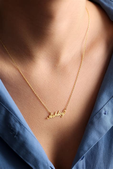 14k Solid Gold Name Necklace Sex And The City Name Necklace Personalized Carrie Bradshaw