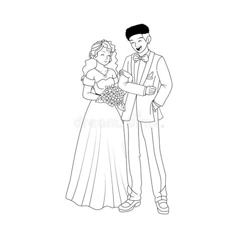 vector cartoon cute married wedding couple isolated stock vector illustration of husband