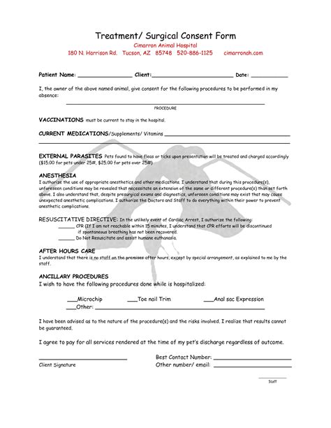 Surgery Surgical Consent Form Template