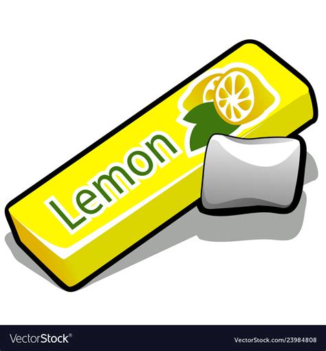 Chewing Gum With Lemon Flavor Isolated On White Vector Image