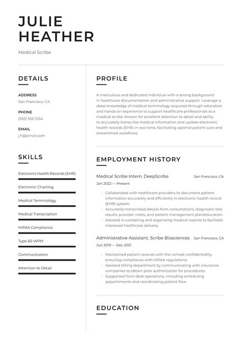 Medical Scribe Resume Examples And Writing Tips 2024 ·