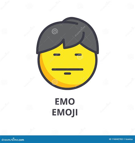Emo Emoji Vector Line Icon Sign Illustration On Background Editable