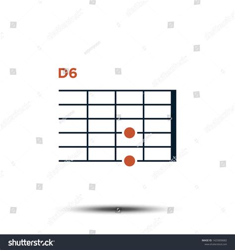 D6 Basic Guitar Chord Chart Icon Vector Royalty Free Stock Vector