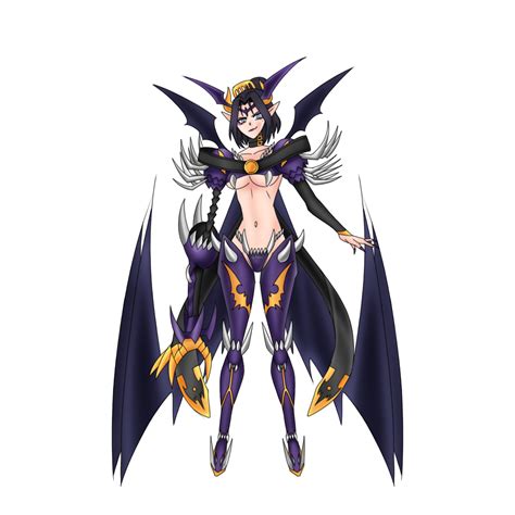 Lilithmon Neovamdemon Digimon Highres 1girl Armor Fusion Mark Of Evil Smile Solo Wings