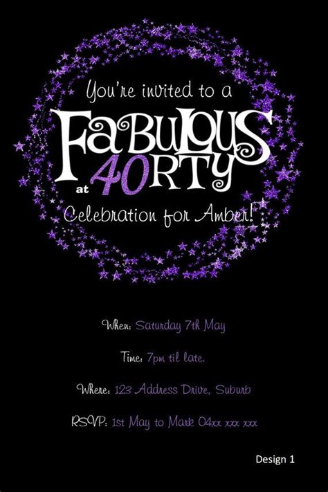 Happy 40th birthday to the kindest, sweetest, and most remarkable person i know. 40th Birthday Invitation Purple Glitter Invitation YOU | 40th birthday invitations, 40th ...
