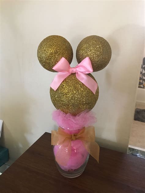 Made This Pink Gold Minnie Centerpiece For A Girls Party First
