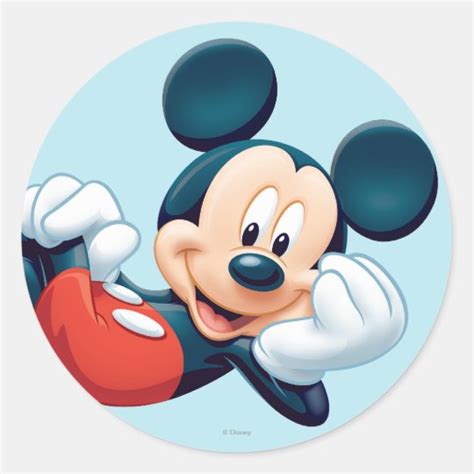 Mickey Mouse Laying Down Classic Round Sticker