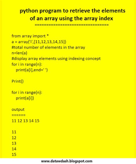 Python Program To Retrieve The Elements Of An Array Using The Array