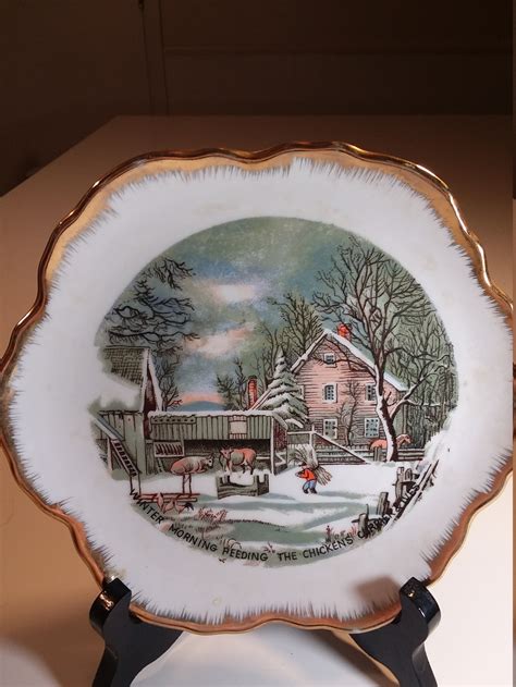 Currier And Ives Feeding The Chickens Wall Hanging Etsy