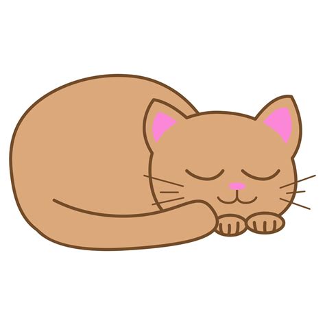 Funny Cartoon Sleeping Cat Cute Vector Illustration In Flat Style