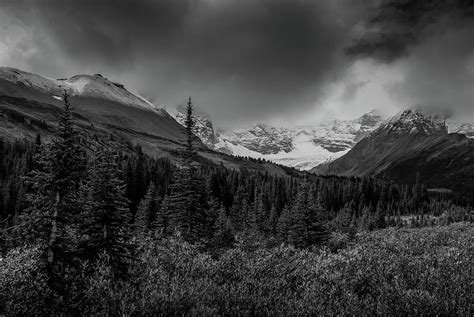 Dramatic Mountain Landscape Black And White Photograph By